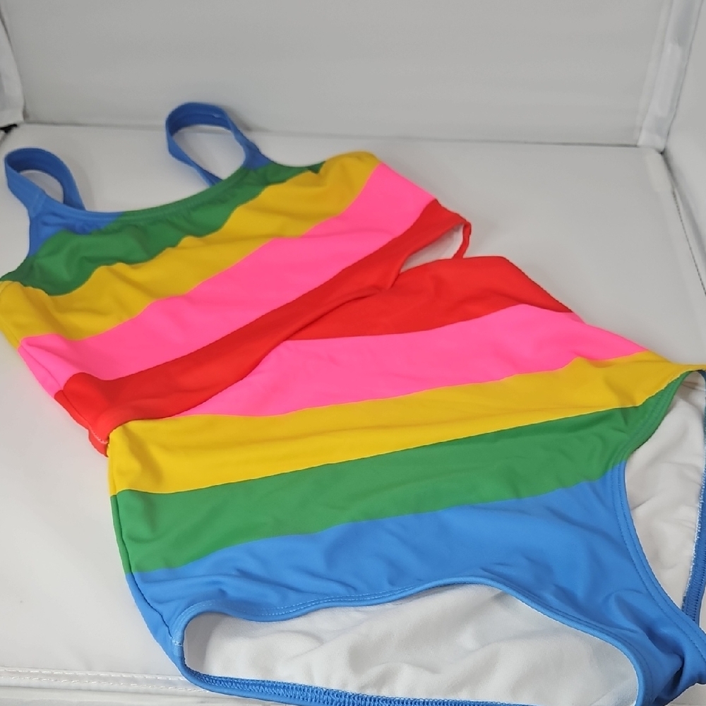 Mini Boden Colorful Striped Kids Swim One Piece